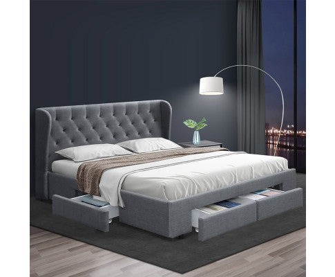 Queen Bed Frame With Storage Drawer Grey | Factory to Home