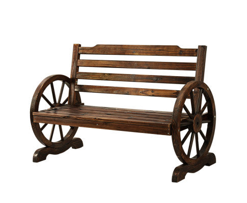 Wooden Wagon Wheel Bench - Brown | Factory to Home