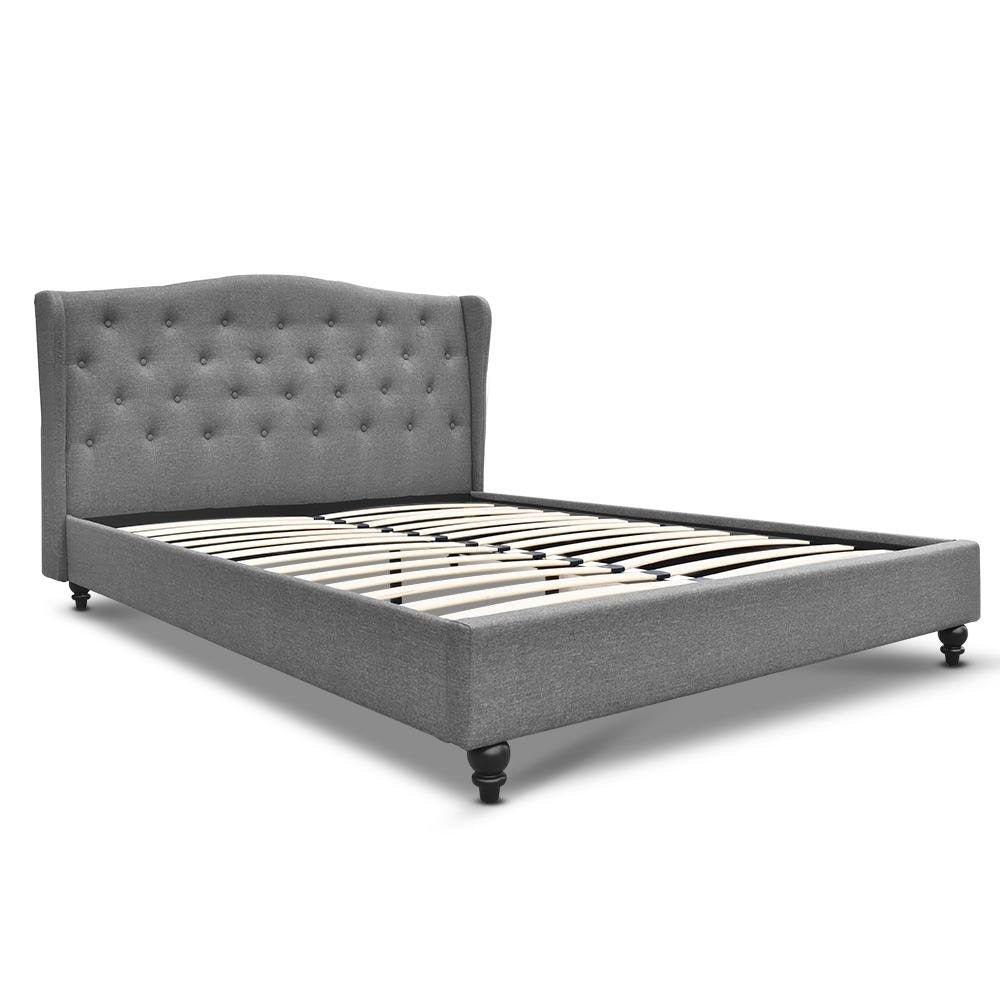 Double Size Wooden Upholstered Bed Frame - Grey | Factory to Home