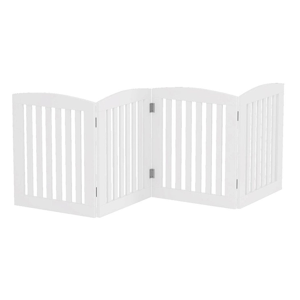 Freestanding Wooden Pet Gate 4 Panel Fence White| Factory to Home