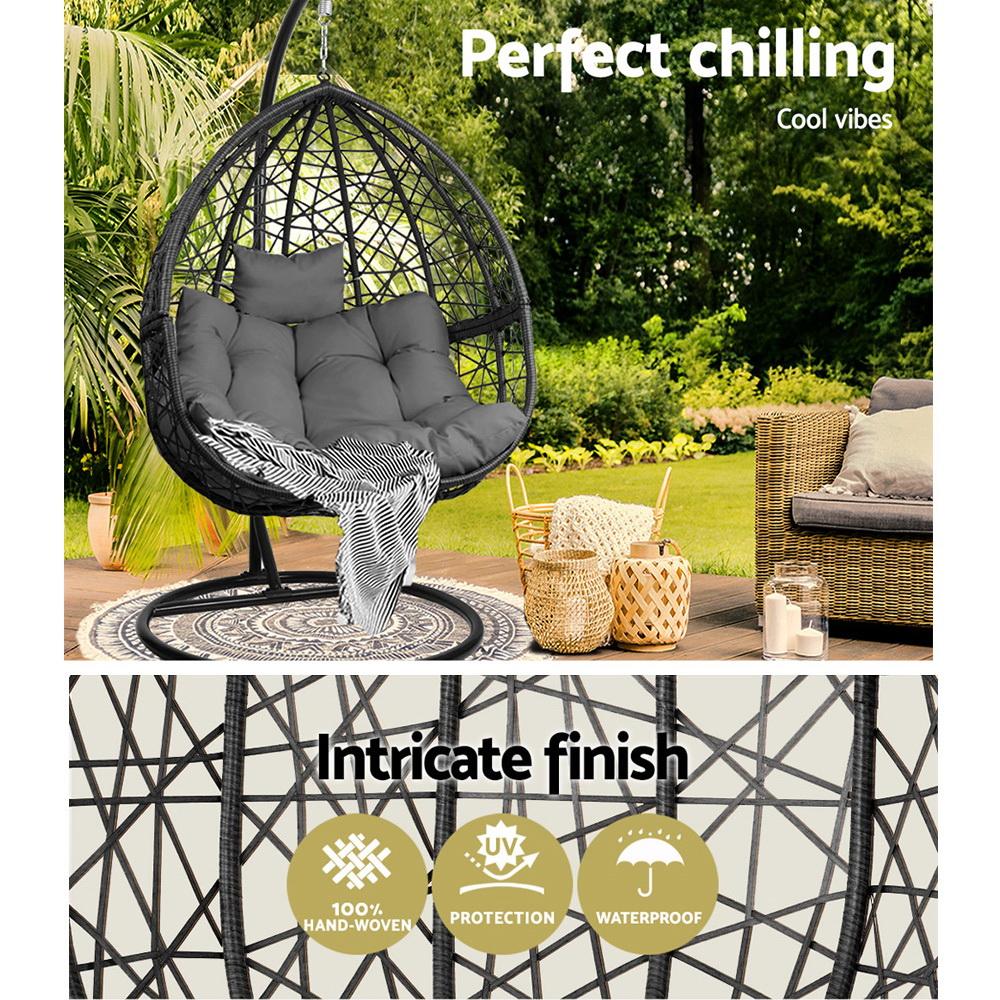 Outdoor Hanging Swing Chair - Black | Factory to Home