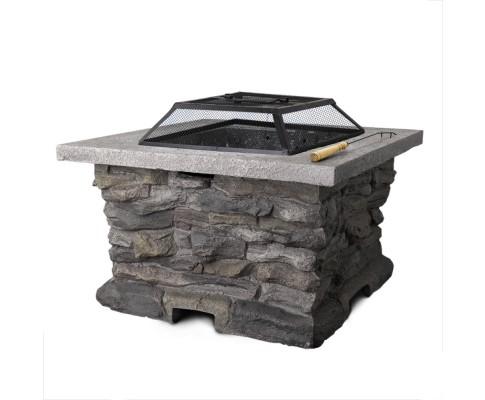 Stone Base Outdoor Fire Pit Table With BBQ Grill | Factory to Home